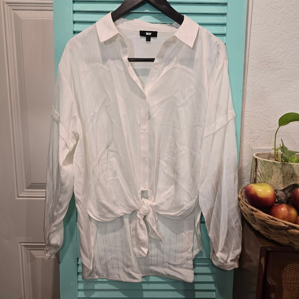 Dkny White Button Down Shirt Classic Cotton
